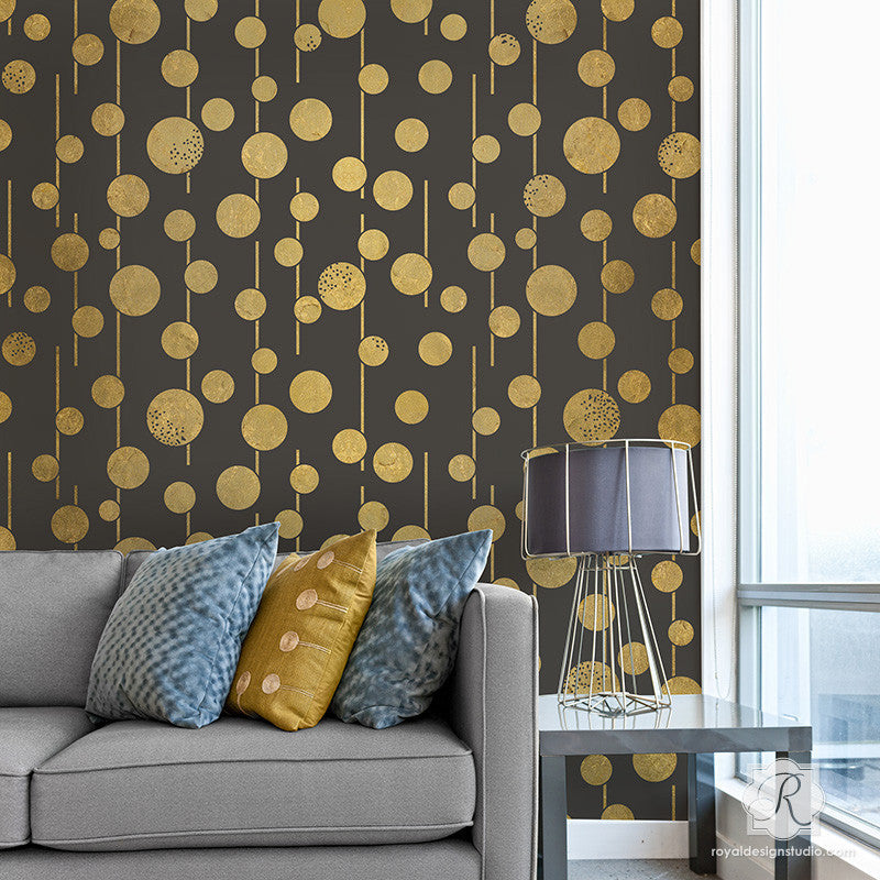 Uzma Circles Raven + Lily Wall Stencil - DIY Home Decor Stencils for Painting, Wall Art, and Creative Projects | Perfect for Bedrooms, Living Rooms, and Crafting