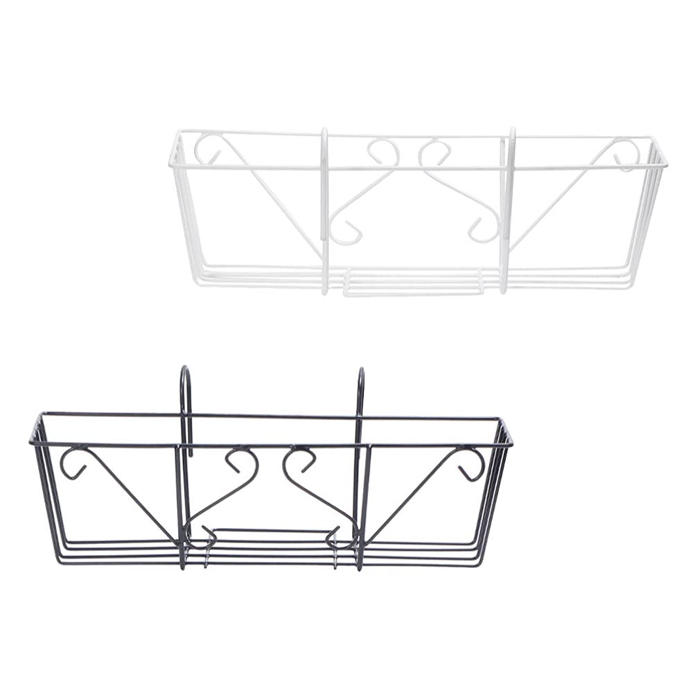 2 Pack Iron Flower Stand Hanging Planter - Balcony Railing Pot Holder for Outdoor Plants, Metal Wall Mounted Planter for Fence, Garden, Office Decor - Perfect for Flowers, Herbs, Succulents
