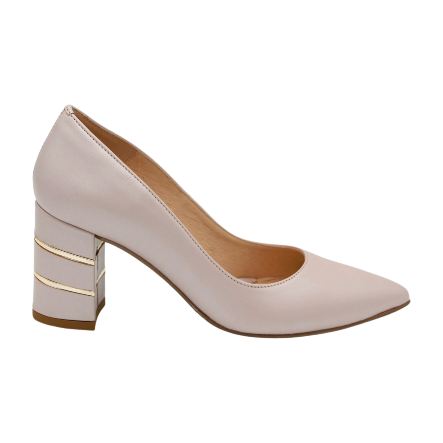 Fabucci Women's Pearl Pink Block Heel Court Shoes - Elegant Pointed Toe Pumps for Work, Party & Special Occasions