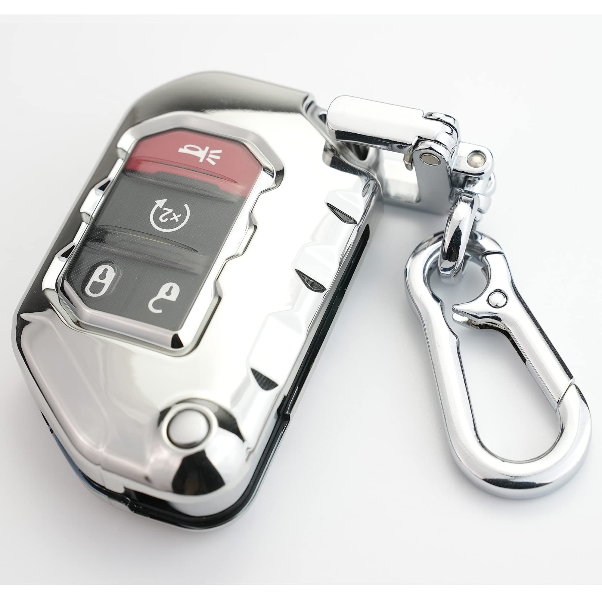 Premium Soft Full Protection Key Fob Cover for Jeep Wrangler & Gladiator (2018-2021) - Compatible with JL, JLU, Rubicon, Sahara Models - Durable Key Shell Case (Silver) | Perfect for Off-Road Adventures & Daily Protection