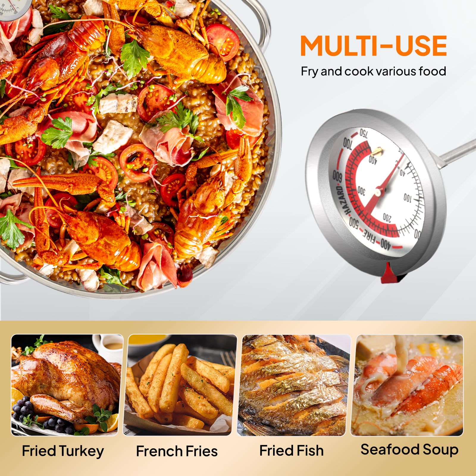 ROVSUN 50QT Stainless Steel Outdoor Turkey Fryer with 54,000BTU Propane Burner - Deep Fryer & Seafood Boiler Steamer Kit Includes Basket, Thermometer, Lifting Hook & Support Rack - Perfect for Backyard Cooking, Camping, Tailgating & Holiday Feasts