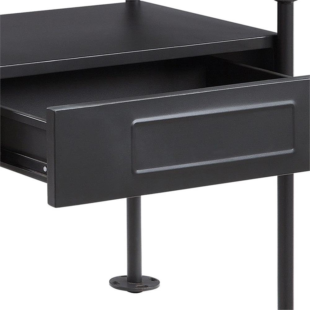 Acme Nicipolis Modern Glass Top Nightstand with 1 Drawer & Storage Compartment in Sandy Gray - Perfect for Bedroom, Living Room & Office Furniture