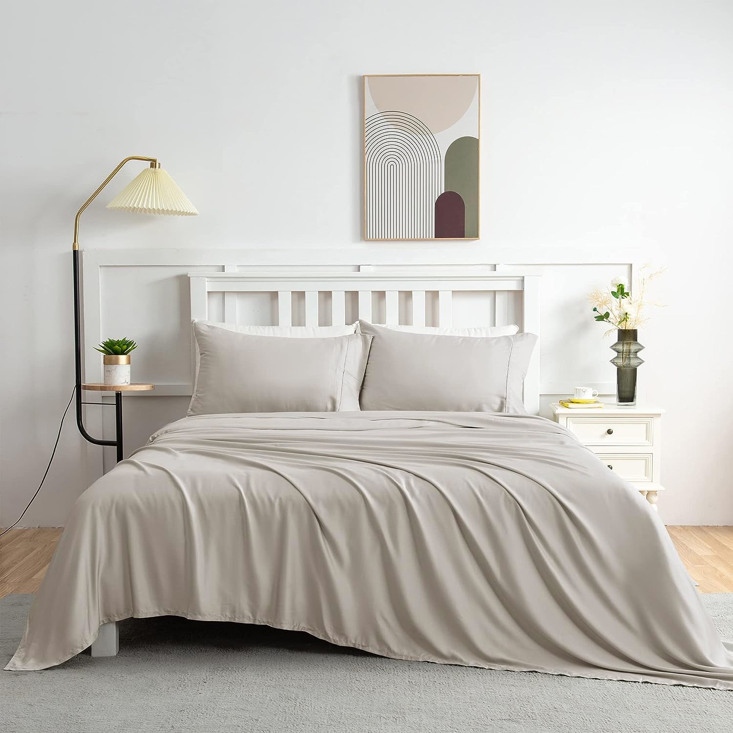 100% Bamboo Sheet Set 400 Thread Count (TC) - Queen Size, Soft & Breathable Bedding for Cool Sleep | Eco-Friendly, Hypoallergenic | Perfect for Hot Sleepers & Sustainable Home Decor