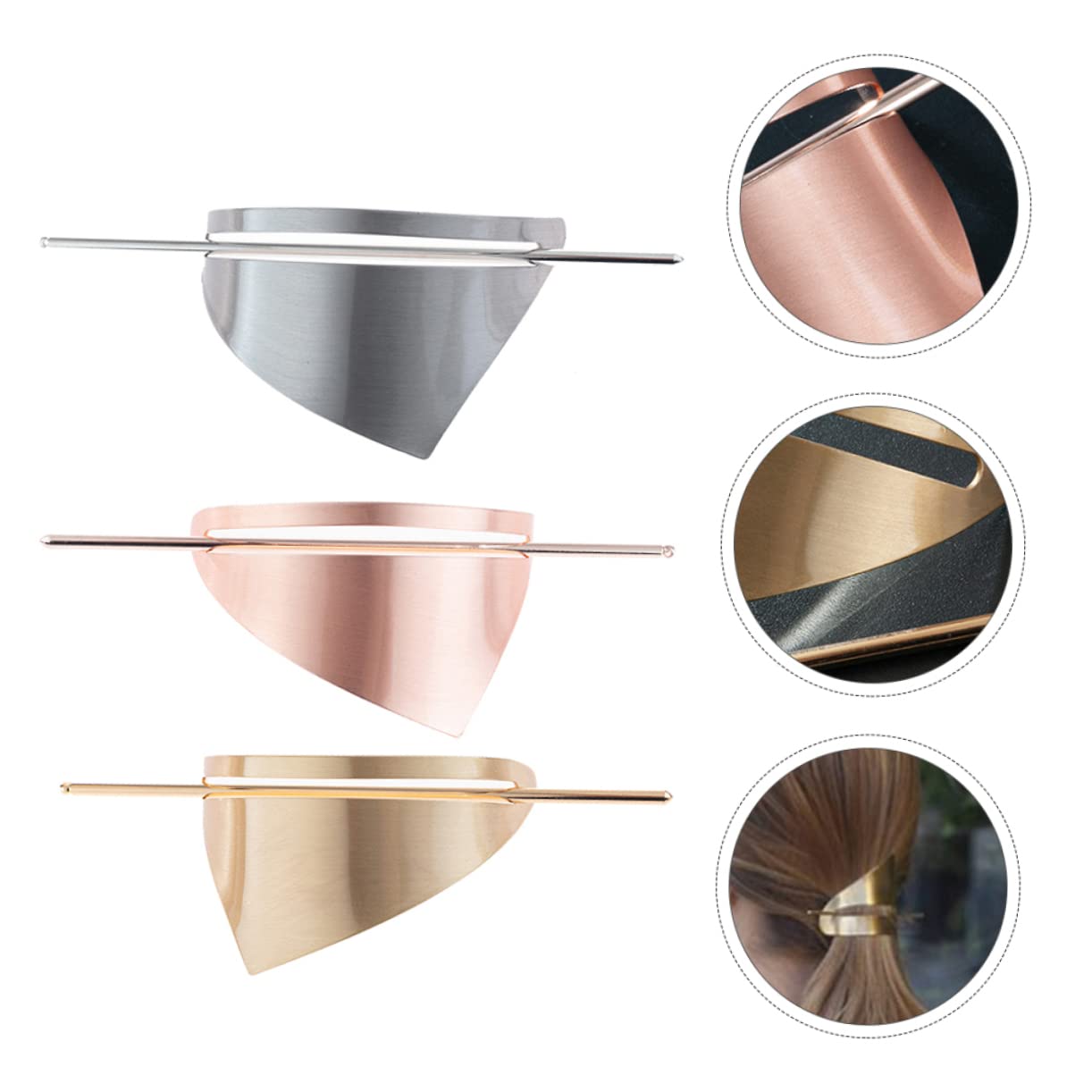 POPETPOP 3-Piece Metal Hairpin Set for Women - Elegant Hair Clips for Banquet, Party & Special Occasions - Perfect for Weddings, Proms and Formal Events