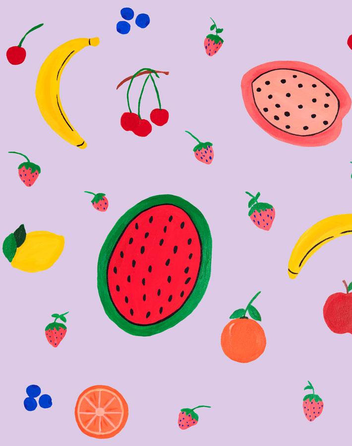 Fruit Punch Floral Wallpaper by Carly Beck - Lavender Purple Botanical Peel & Stick Wallpaper for Bedroom, Nursery, and Home Decor