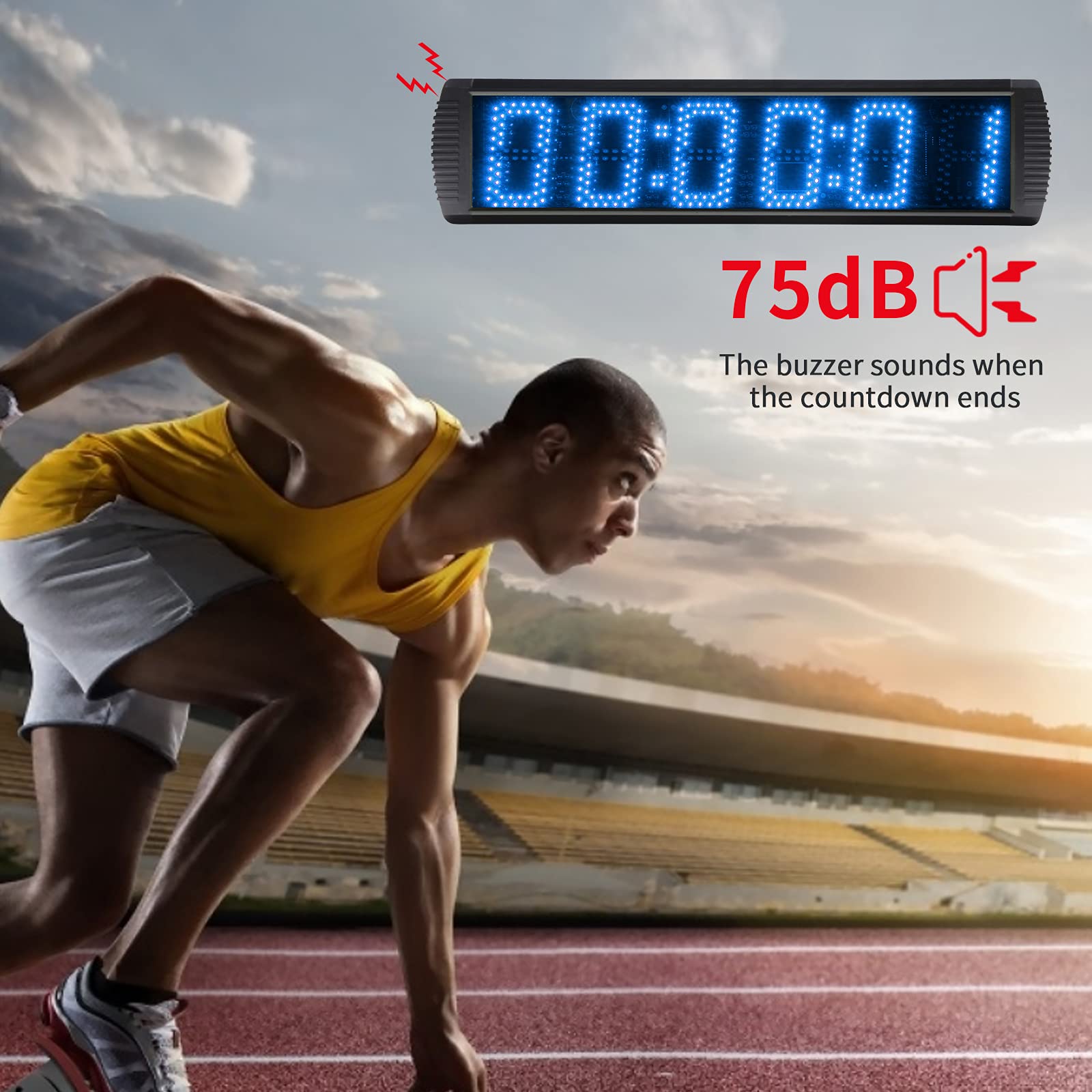 GANXIN 5 Inch LED Race Timer with Tripod - Marathon Countdown Clock, Gym Stopwatch with Wireless Remote & APP Control, 5-Level Brightness Adjustment (Blue) - Perfect for Running Events, Track Meets & Fitness Training