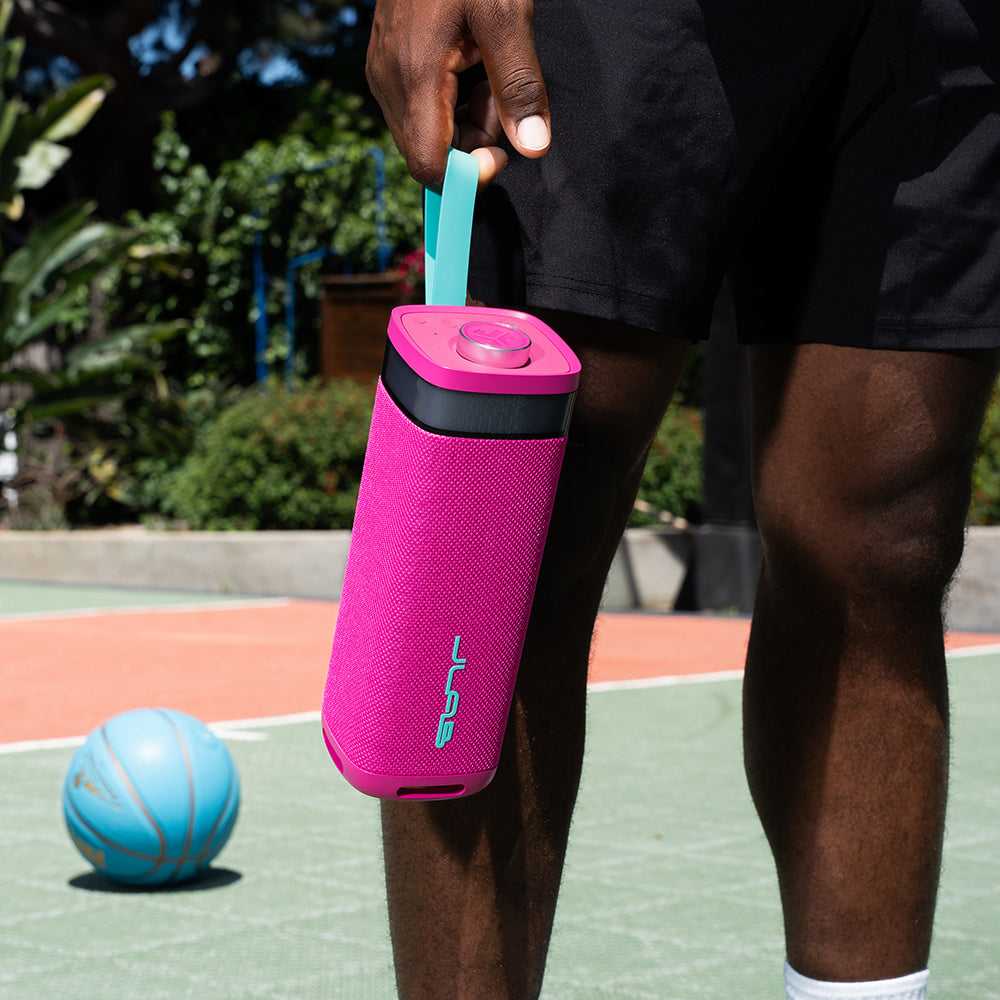JBuds Party Portable Bluetooth Speaker - Wireless Speaker with 12H Playtime, IPX5 Waterproof, Rich Bass - Perfect for Outdoor, Beach, Pool Parties & Travel (Pink)