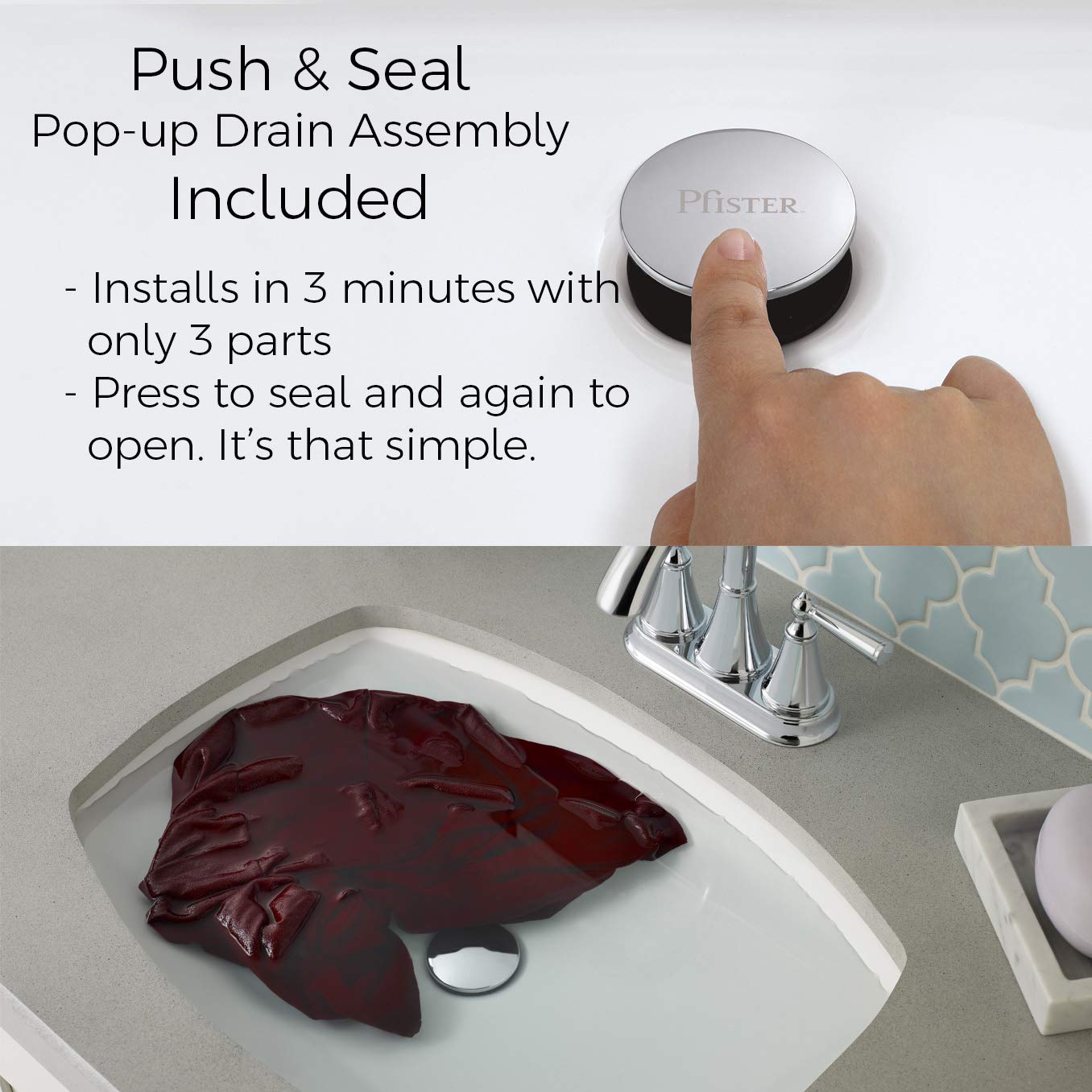 Pfister LG42DAPC Deckard Single Handle Bathroom Faucet with Pop-Up Drain, Polished Chrome Finish - Perfect for Modern Bathroom Renovations & Spa-Like Shower Experiences