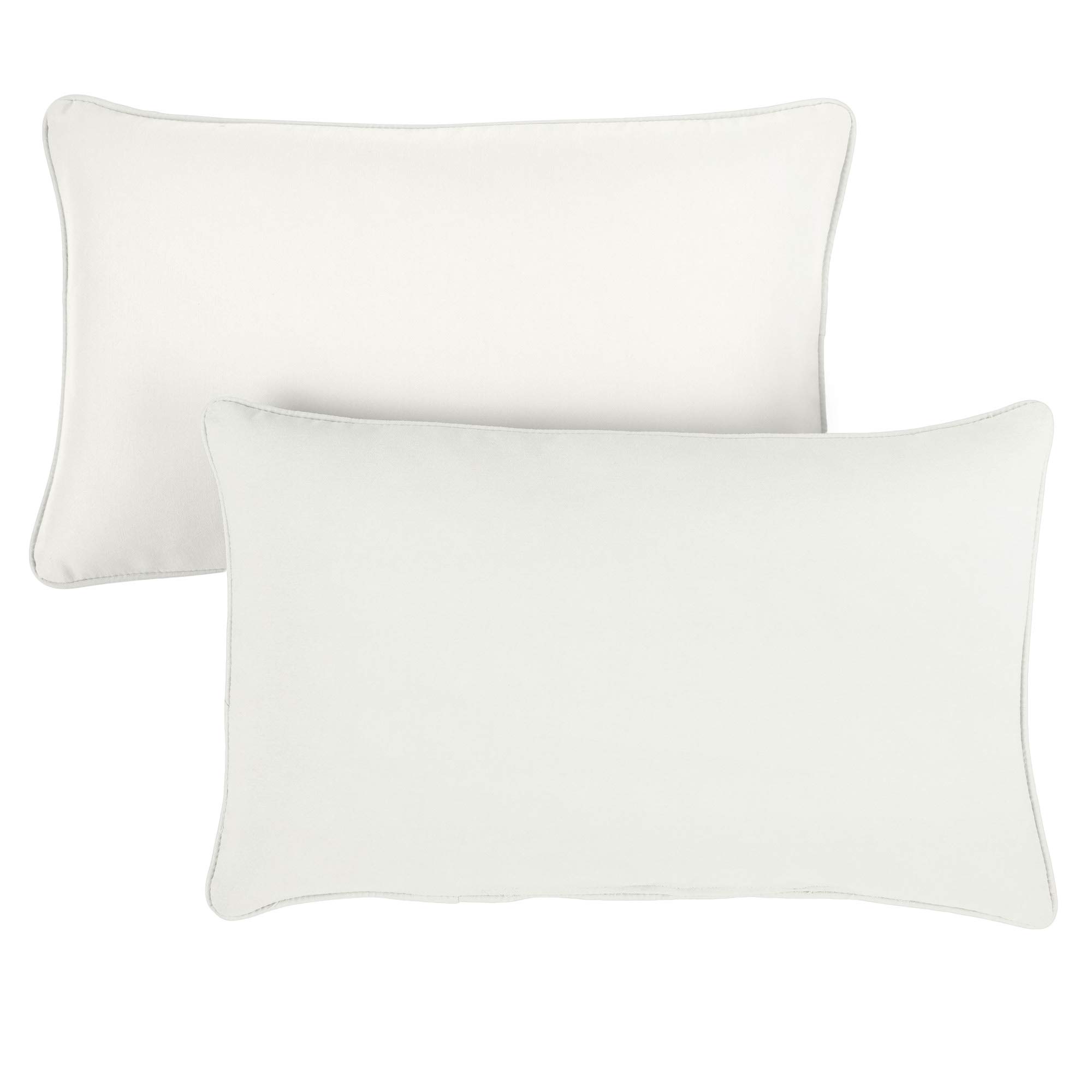 Set of 2 16x26 Inch Natural Ivory White Corded Lumbar Pillows for Couch, Bed & Patio - Indoor Outdoor Decorative Throw Pillows for Sofa, Chair and Porch