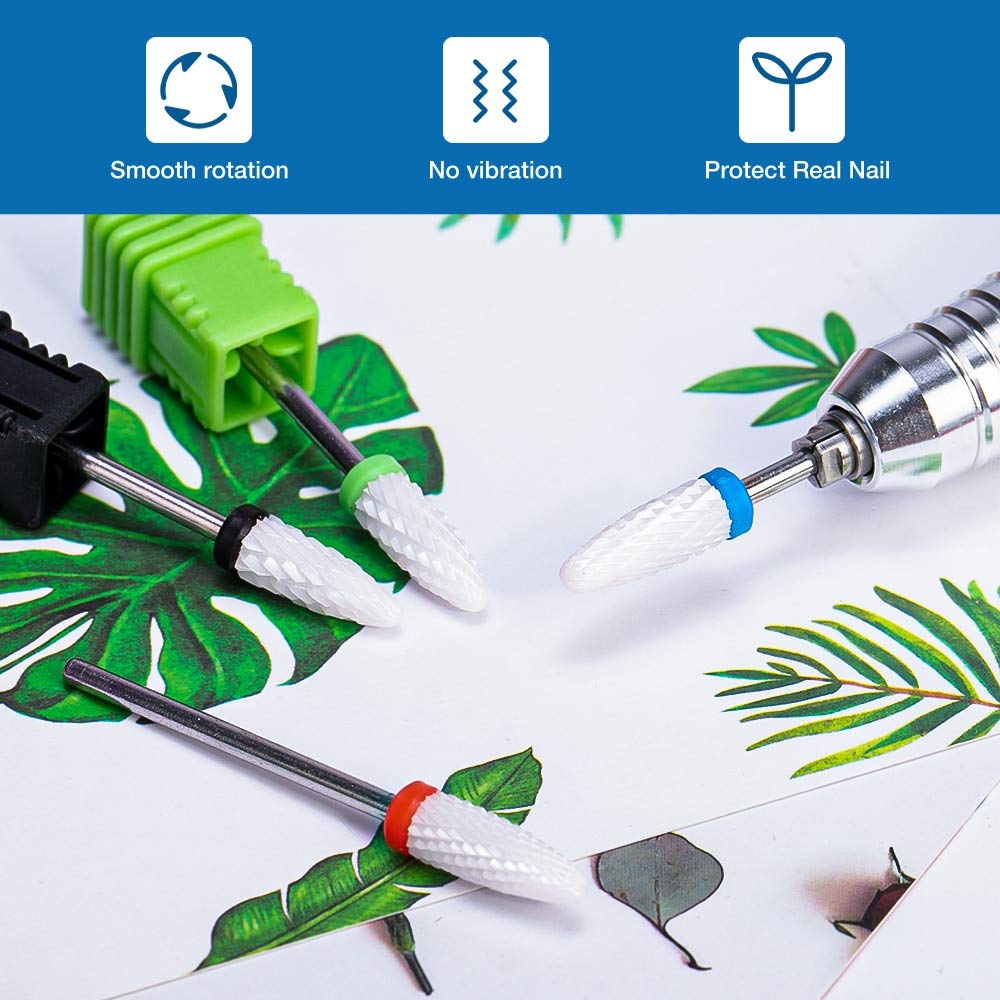 Professional Ceramic Carbide Nail Drill Bits - High Speed Rotary Burr Milling Cutters for Electric Nail Drill Machine | Perfect for Manicure, Pedicure & Nail Art Salon Tools | At-Home & Professional Nail Care Use