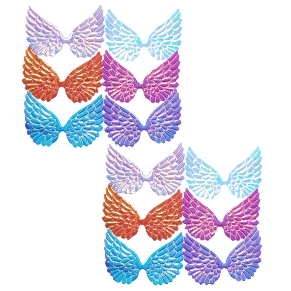 NUOBESTY 12Pcs Iridescent Glitter Hair Clips - Mini Fairy Wings Hair Accessories for DIY Crafts, Costumes & Festival Outfits | Colorful Hairpins for Girls, Women, Cosplay & Party Wear