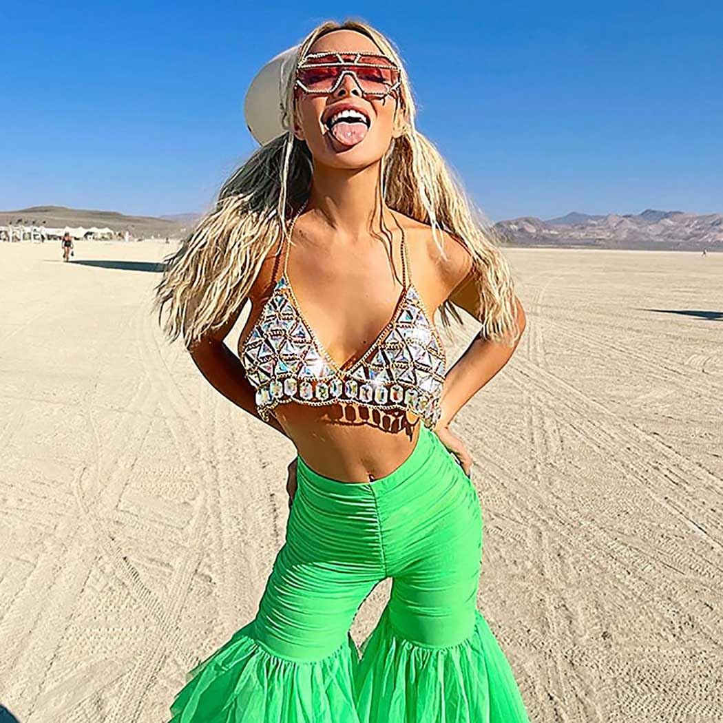 CanB Rhinestone Body Chain - Boho Crystal Waist Belly Chain Jewelry for Women | Festival, Beach, Rave & Party Accessories | Silver Body Jewelry for Outfits & Swimwear