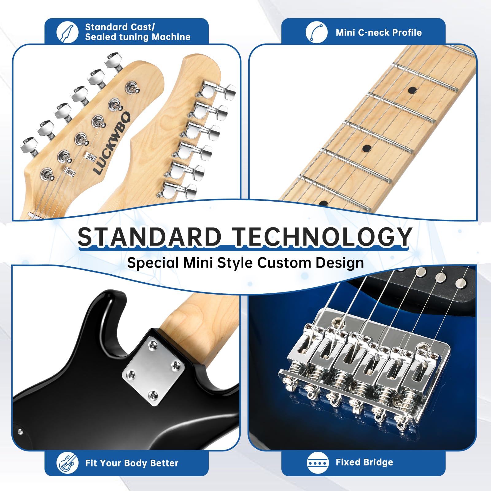 30 Inch Kids Electric Guitar Beginner Kit - ST Style Mini Electric Guitar for Boys & Girls with 5W Amp, Strap, Gig Bag, Tuner & Picks (Blue Burst) - Perfect for Home Practice, Music Lessons & First-Time Players
