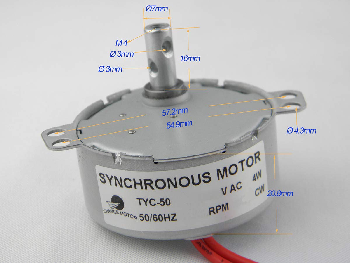 CHANCS Slow Speed Electric Motor TYC-50 110V 15-18RPM CW Micro Motor Turntable Gear - Perfect for Electric Fireplace Rotation, Display Stands, and DIY Projects