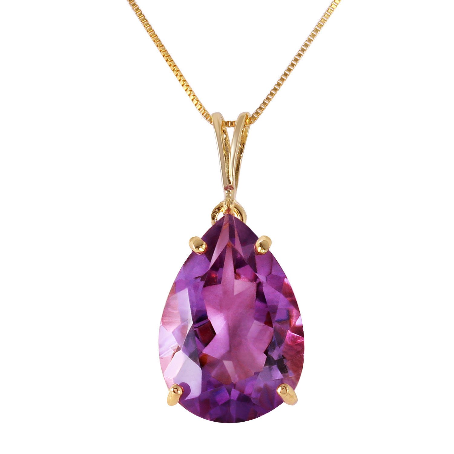 14K Solid Gold Necklace with Natural Amethyst Pendant - 5 Carat Galaxy Gold GG Jewelry for Women, Perfect for Weddings, Anniversaries & Special Occasions