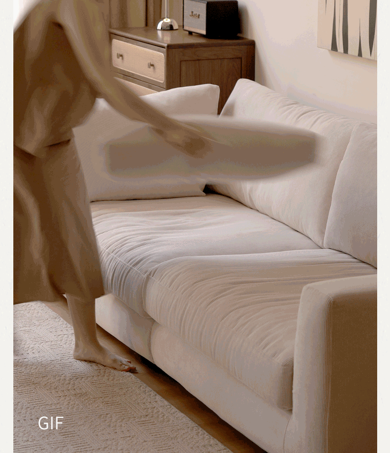Modern Fabric Sofa - Straight Design in White & Cream | Perfect for Living Room, Lounge, or Office Comfort