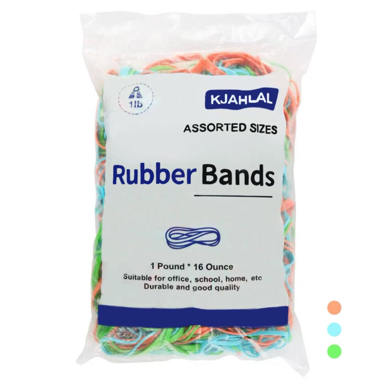 Assorted Size & Color Rubber Bands - 1 lb Bulk Pack for Office, School, Crafts & DIY Projects | Durable Elastic Bands for Organizing, Securing & Packaging