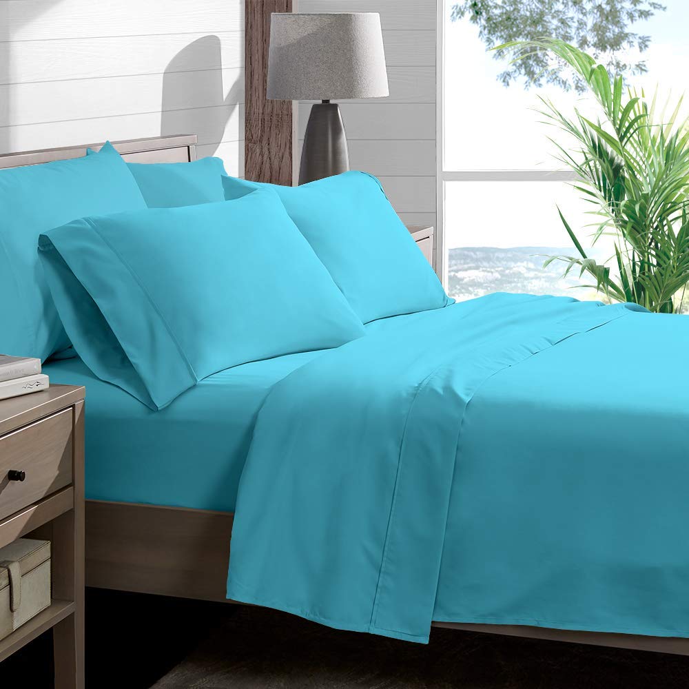 Best 800 Thread Count Organic Cotton Sheet Set - 7PC Queen Size (Flat Sheet, Fitted Sheet, Duvet Cover & 4 Pillowcases) | Deep Pocket Fits Mattresses Up to 19