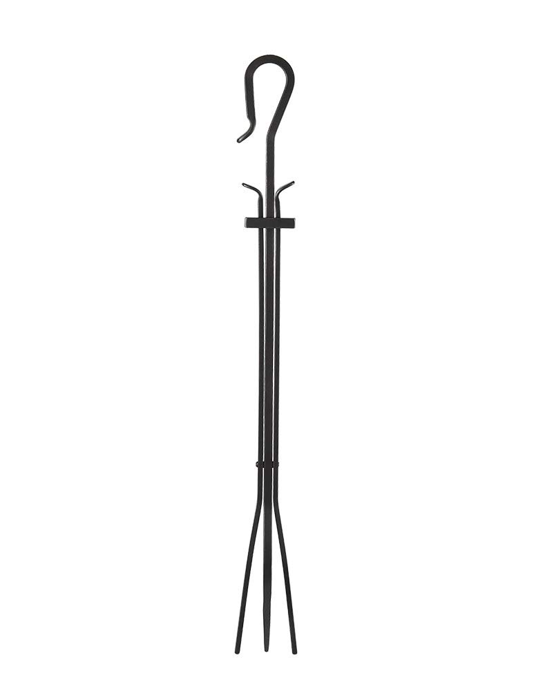 Shepherd's Hook Fireplace Tongs - Heavy Duty Single Fireplace Tool for Wood Burning Stove, Fire Pit & BBQ Grill Accessories - Perfect for Log Grabber, Camping & Outdoor Cooking