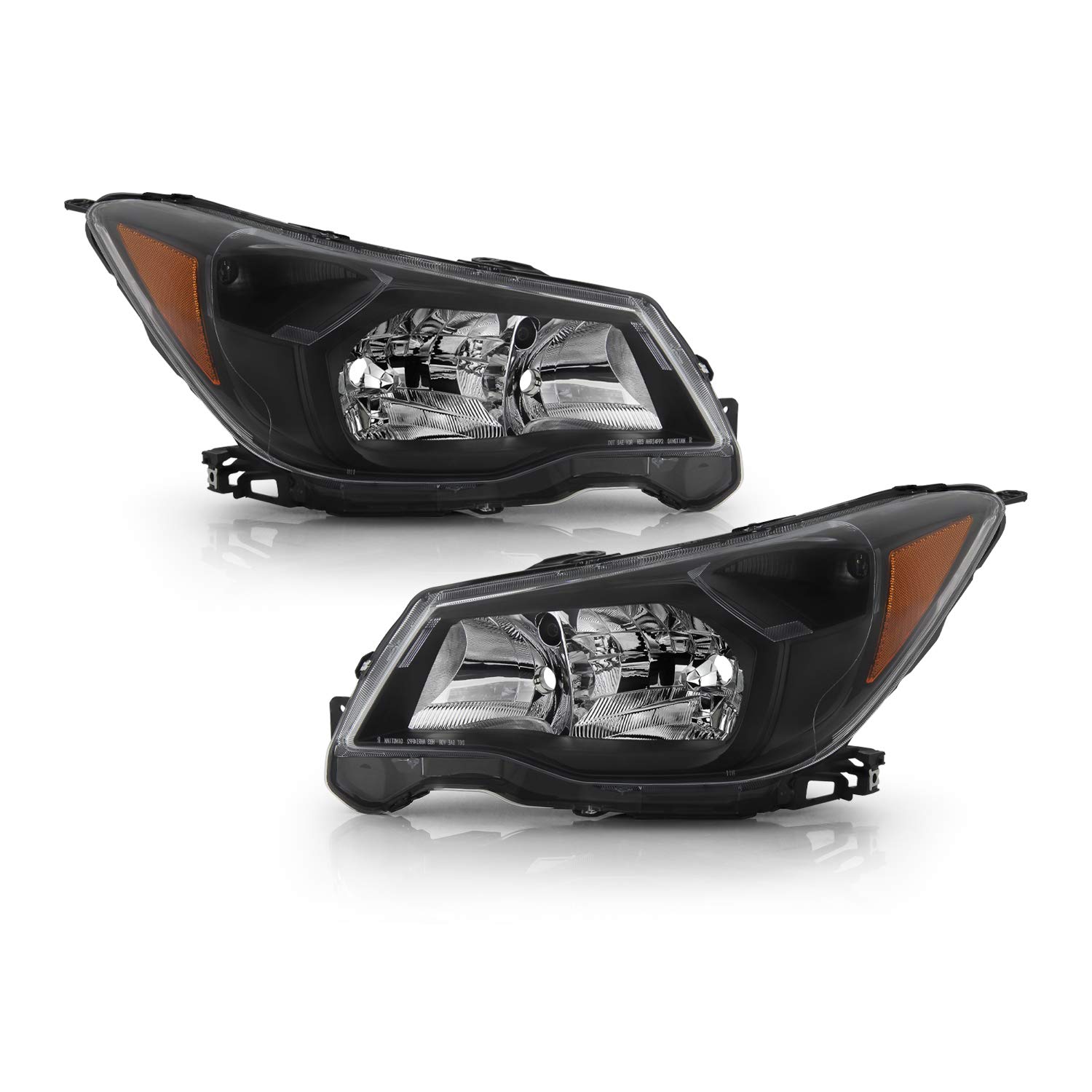AKKON Replacement Headlights for 2014-2016 Subaru Forester - OEM Style Halogen Headlamps with Black Housing - Perfect for Night Driving & Off-Road Adventures