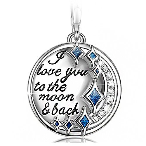 NINAQUEEN Sterling Silver Moon & Star Dangle Charms - Engraved 