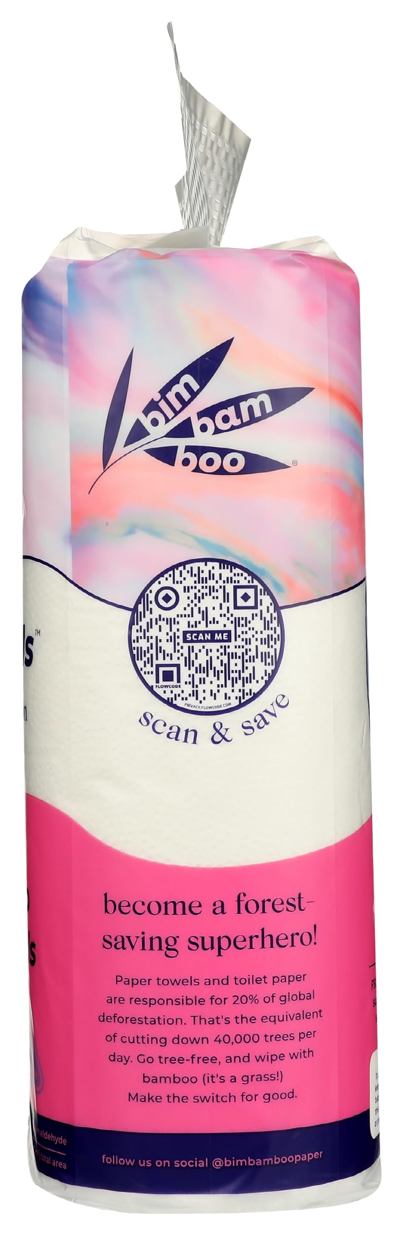 Bim Bam Boo Bamboo Paper Towels - 2-Ply, Eco-Friendly, Reusable & Absorbent - 2 Rolls - Perfect for Kitchen Cleaning, Spills & Sustainable Home Use