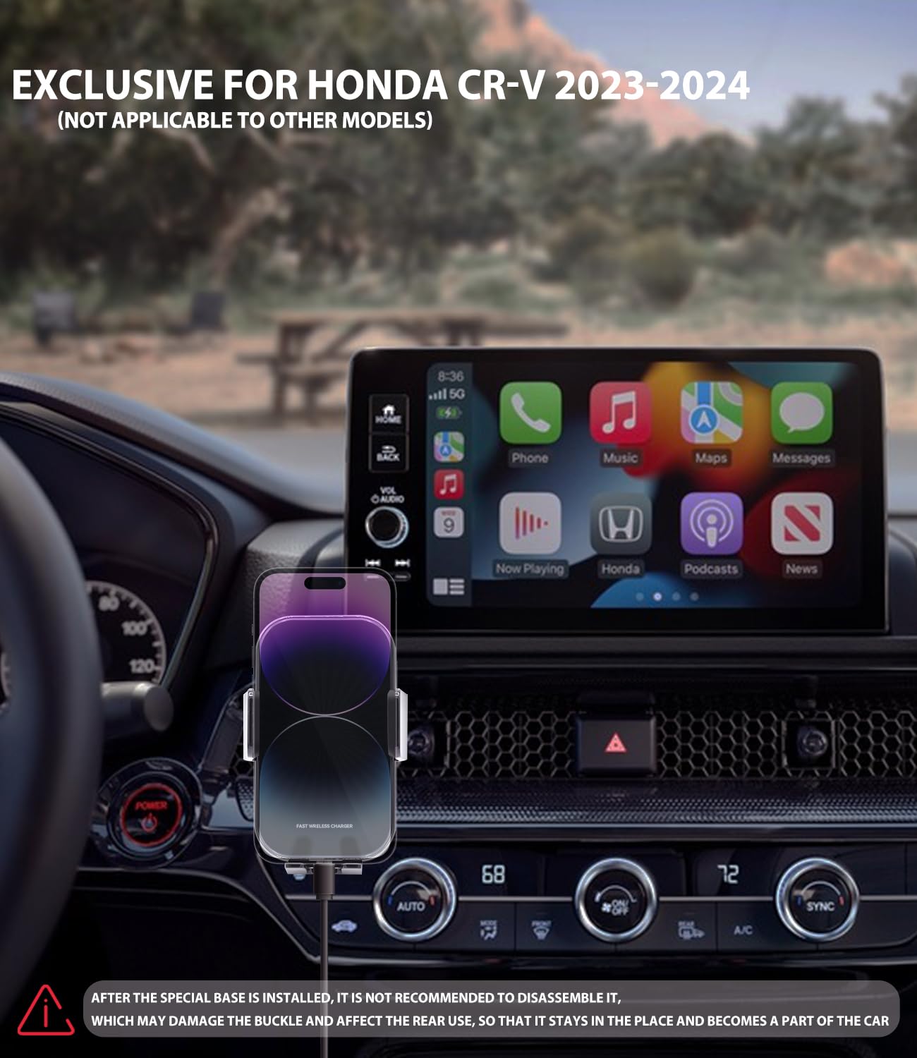2023-2025 Honda CR-V Qi-Certified 15W Wireless Car Charger & Phone Holder - Auto-Locking Air Vent Mount for 4-7 Inch Smartphones (Exclusive Fit for CR-V, Not Compatible with Accord/Civic) - Perfect for Hands-Free Charging While Driving