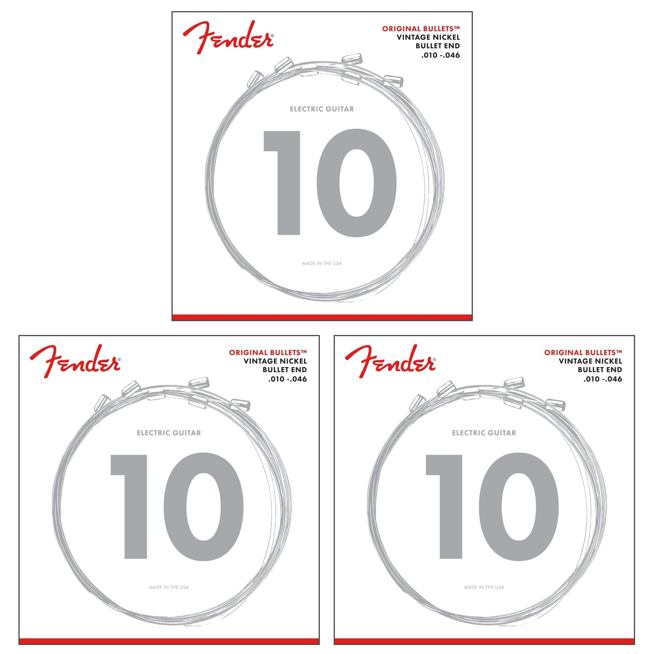 Fender Original Bullets Electric Guitar Strings 10-46 Gauge, 3-Pack (3150R) | Bright Tone & Long-Lasting for Rock, Blues & Live Performances