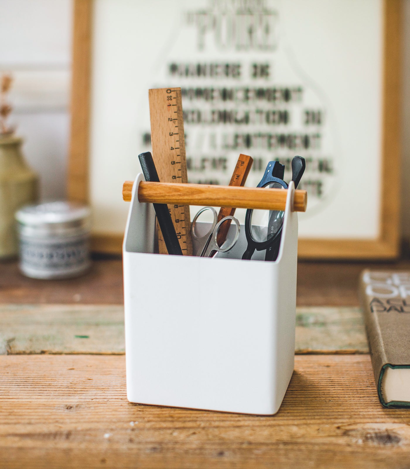 Premium Steel & Wood Pen Holder and Desk Organizer - 2 Sizes for Office & Home Workspace Organization