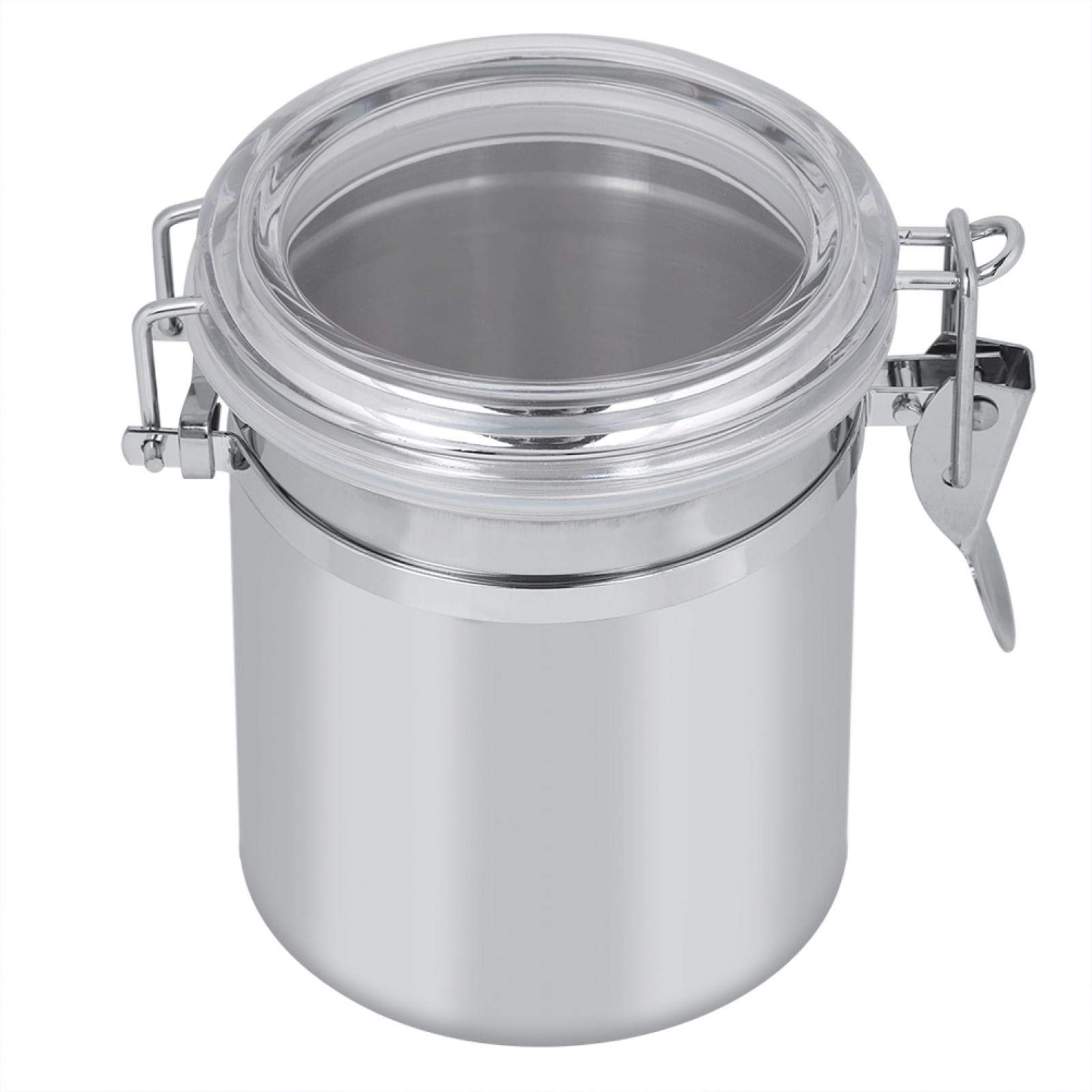 Stainless Steel Tea Storage Container with Transparent Lid - Airtight Coffee Canister with Silica Gel Seal for Kitchen, Powdered Milk & Dry Food Storage (10-11cm) - Perfect for Pantry Organization & Coffee Shop Use