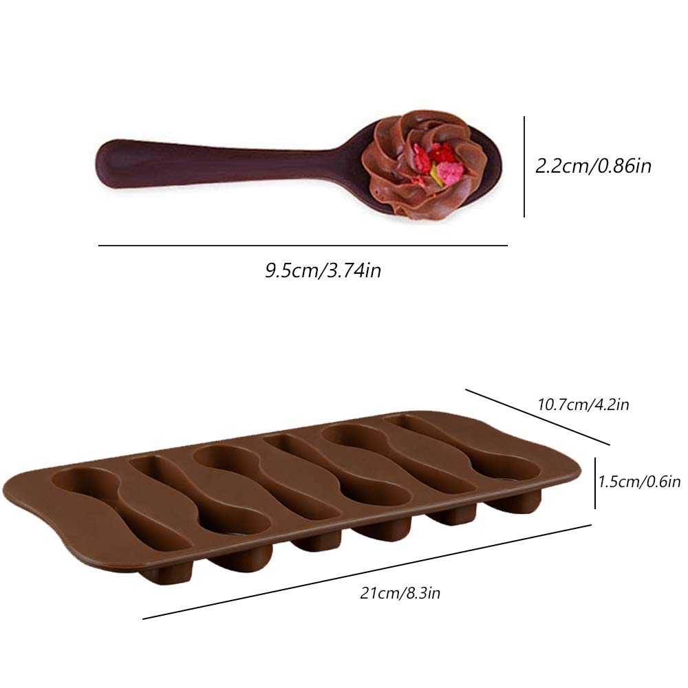 4 Pack Silicone Spoon Molds for Chocolate & Candy Making - DIY Chocolate Spoon Molds for Baking, Party Favors, Holiday Decor (Red & Brown) - Perfect for Valentine's Day, Christmas & Birthday Treats