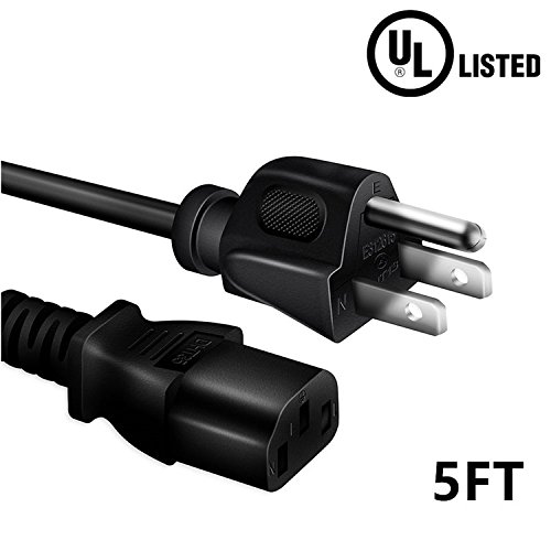 PK Power UL Listed 5ft/1.5m Premium 3-Prong Power Adapter Cable for Xbox 360 & PS3 PlayStation 3 - Replacement Power Cord for Gaming Consoles & Electronics