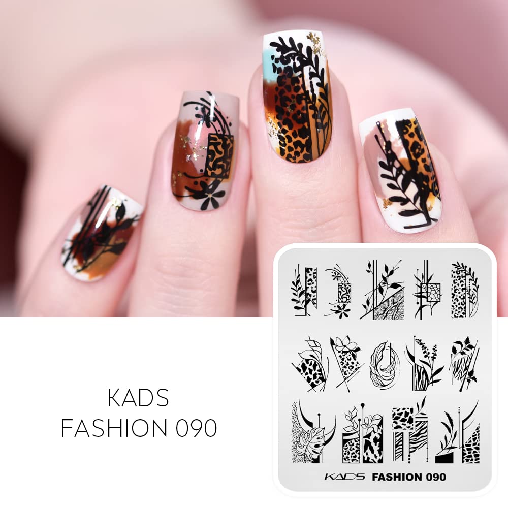 KADS Nail Stamping Plate - Fashion 090 Nail Art Design Template for DIY Manicure | Professional Nail Stamping Kit for Salon & Home Use | Perfect for Parties, Weddings & Special Occasions