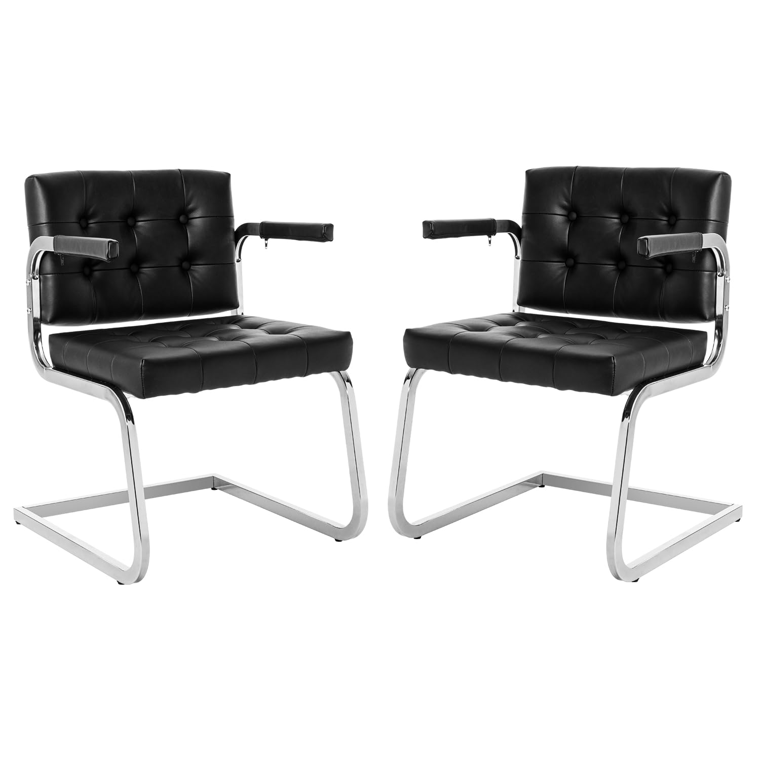 Okeysen 2-Pack Conference Room Chairs - Modern Office Guest & Reception Chairs with Sled Base, Leather Desk Chairs Without Wheels - Perfect for Waiting Rooms, Meeting Spaces & Professional Offices