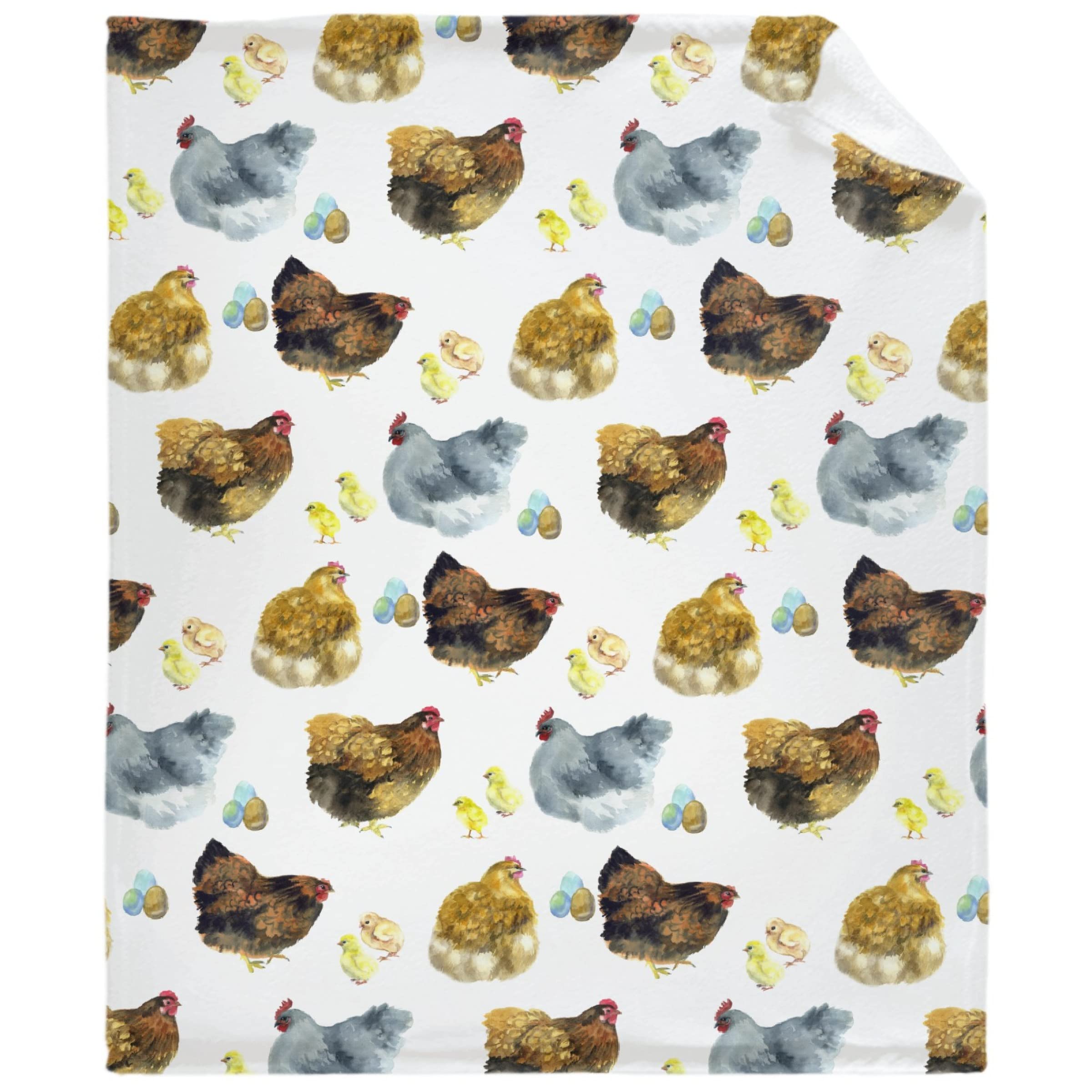 Lynnezilla Chickens Throw Blanket - Ultra Soft Plush Flannel Blanket for Couch, Sofa & Bed | Warm Cozy Home Decor All Seasons | 60