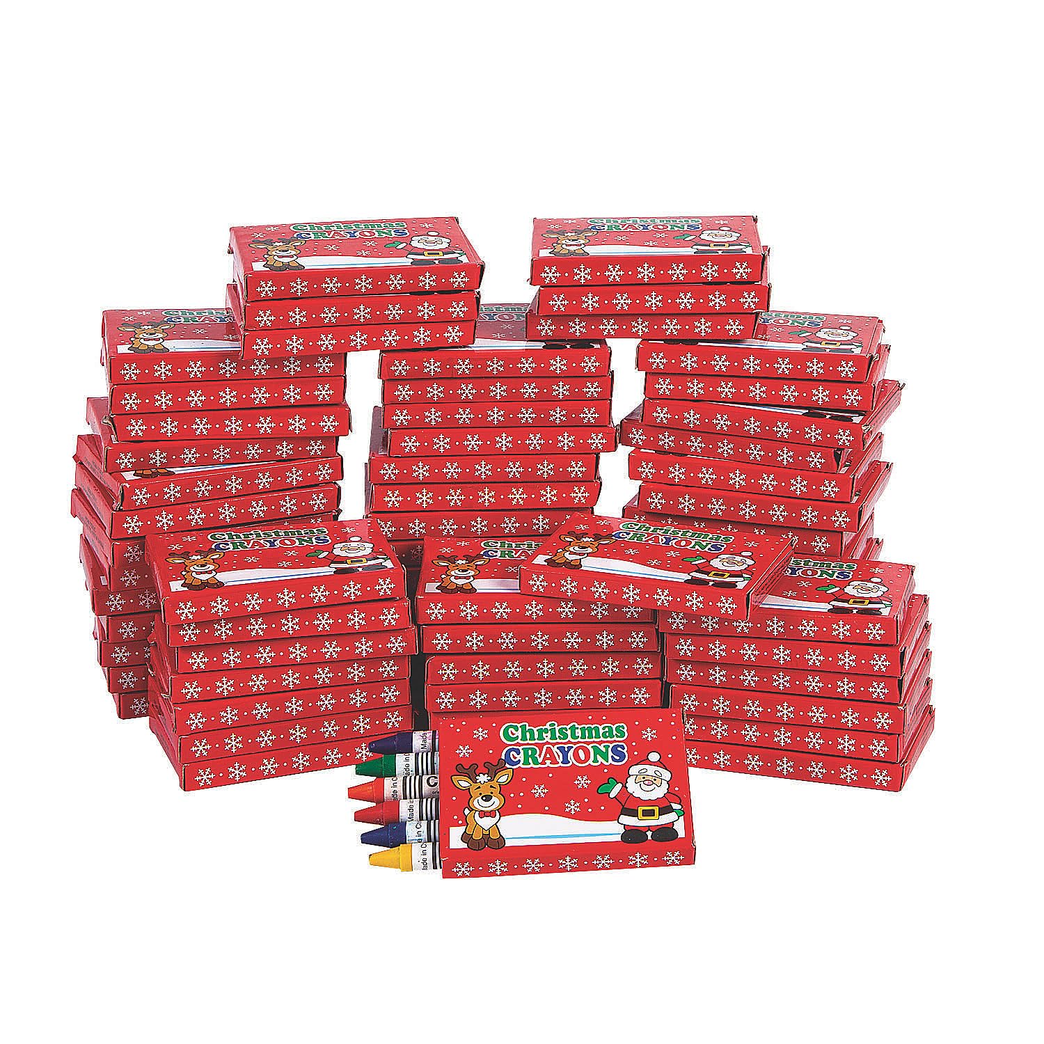 Fun Express Bulk 6-Color Holiday Crayons - 120 Pieces - Basic School & Art Supplies for Kids Classroom, Party Favors & Christmas Crafts