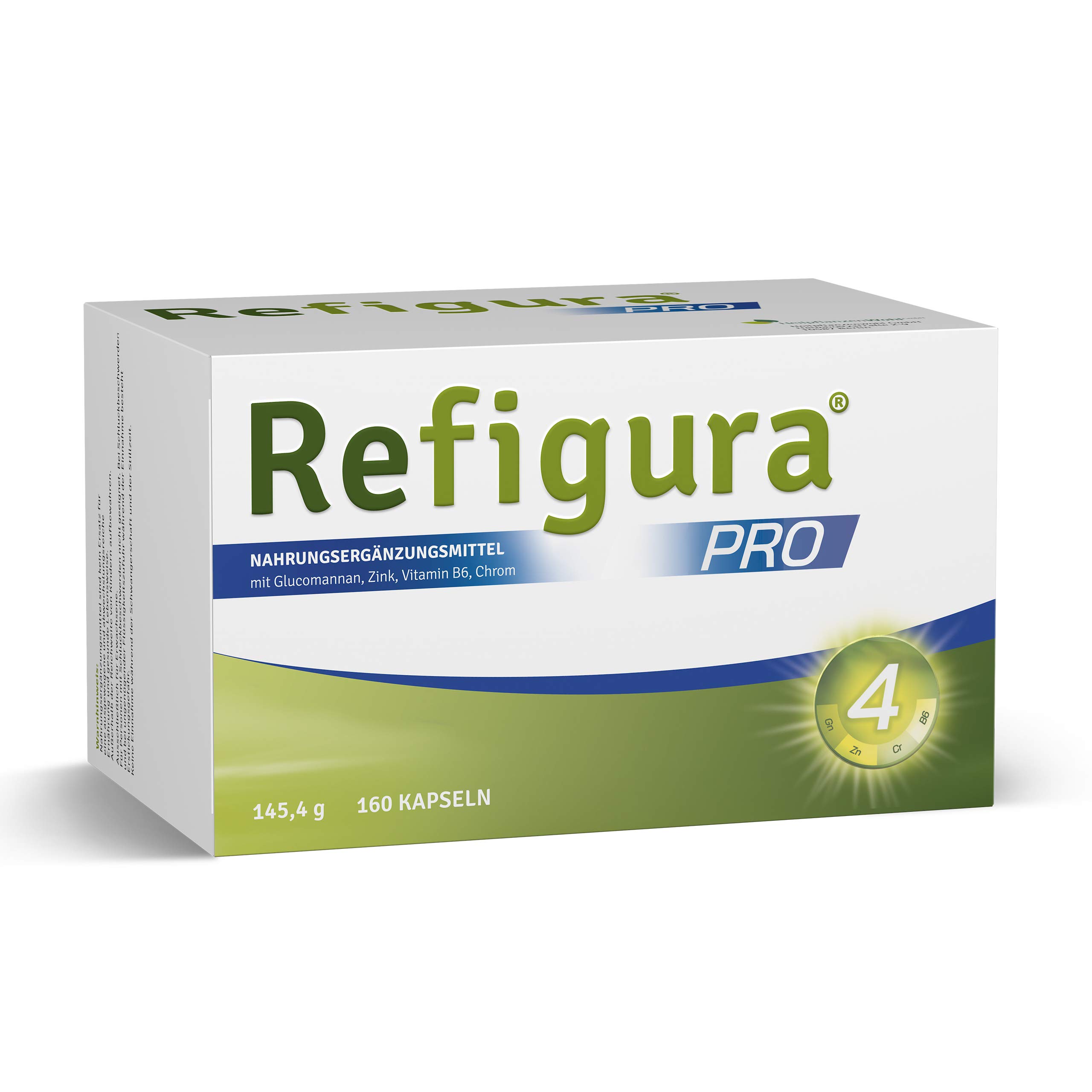 Refigura Pro: Healthy Weight Loss Supplement with Glucomannan, Zinc, Vitamin B6 & Chrom | Plant-Based & Vegan Capsules (160 Count) | Supports Metabolism & Appetite Control for Fitness Goals