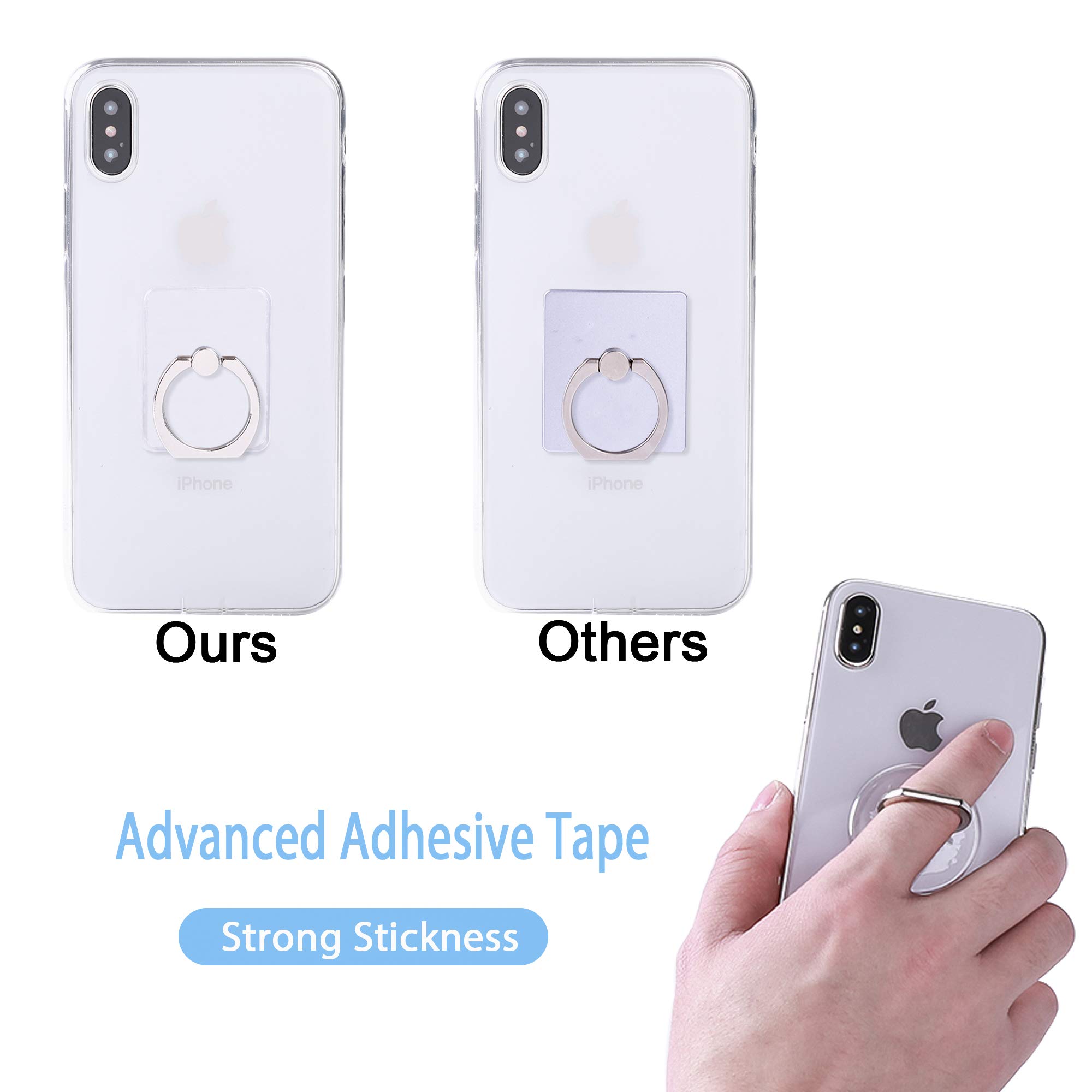 Transparent Phone Ring Holder Stand - Finger Grip Loop for Cell Phones - Perfect for Hands-Free Viewing, Selfies & Secure Grip (for iPhone, Samsung & All Smartphones)