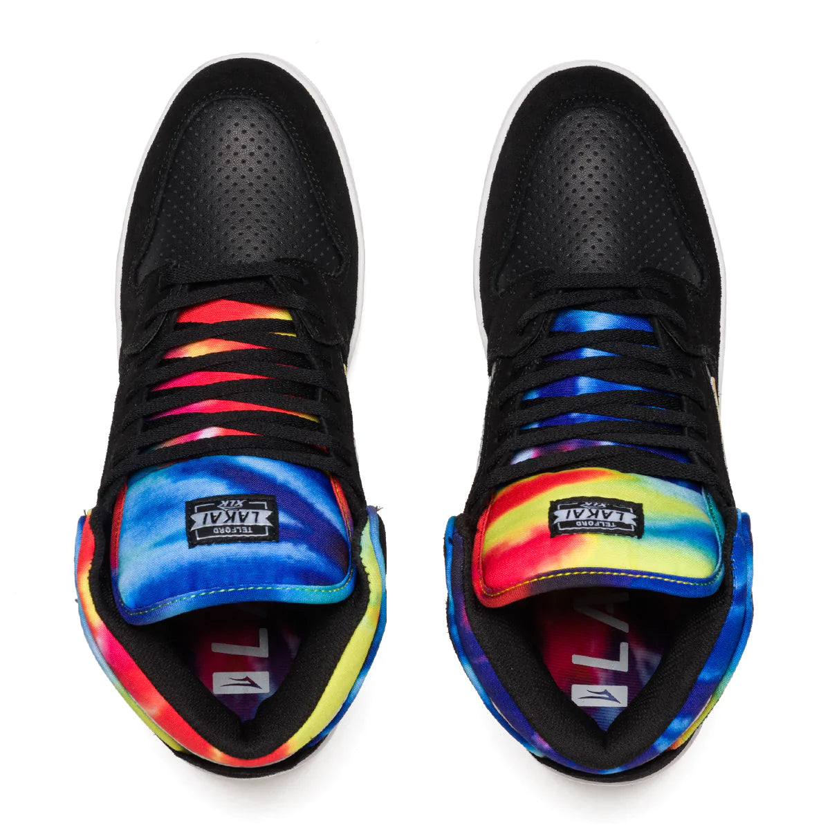 Lakai Telford Skate Shoes - Black Tie Dye High Top Sneakers for Men | Comfortable & Durable Skateboarding Shoes | Perfect for Street Skating, Casual Wear & Urban Fashion