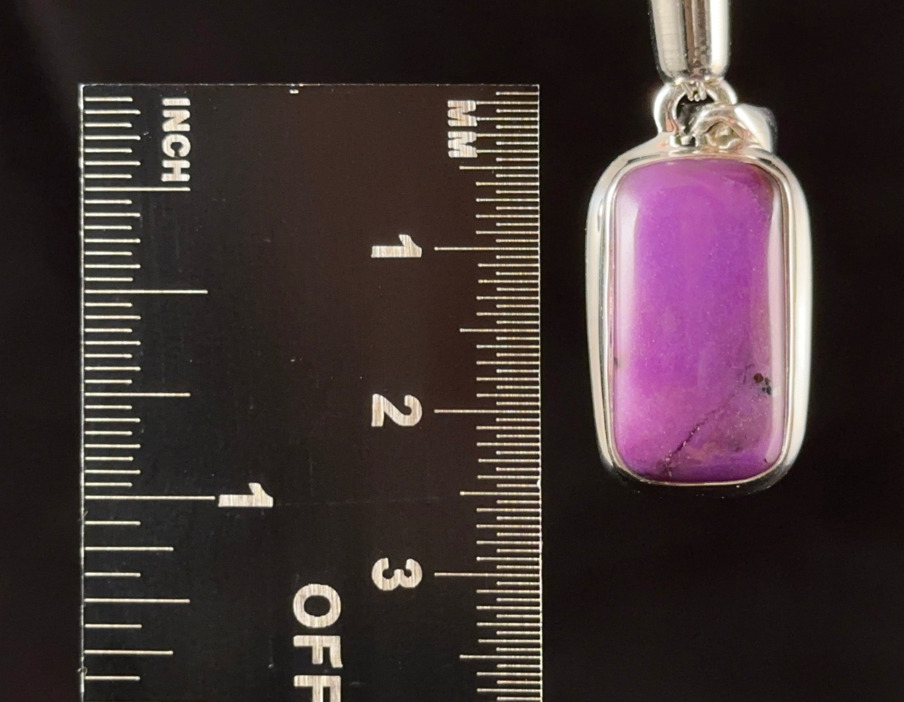 Genuine Sugilite Crystal Pendant Necklace - Sterling Silver Rectangle Cabochon - Healing Stone Jewelry for Women - Perfect for Meditation, Energy Work & Spiritual Gifts