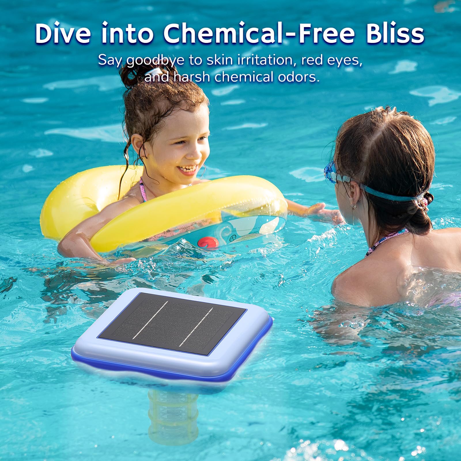 Airthereal C9 Square Solar Pool Ionizer - Chlorine-Free Water Purifier for Crystal Clear Pools, Reduces Chlorine Use by 85%, Purifies Up to 45,000 Gallons | Perfect for Inground & Above Ground Pools, Spas, and Hot Tubs [1-Pack]