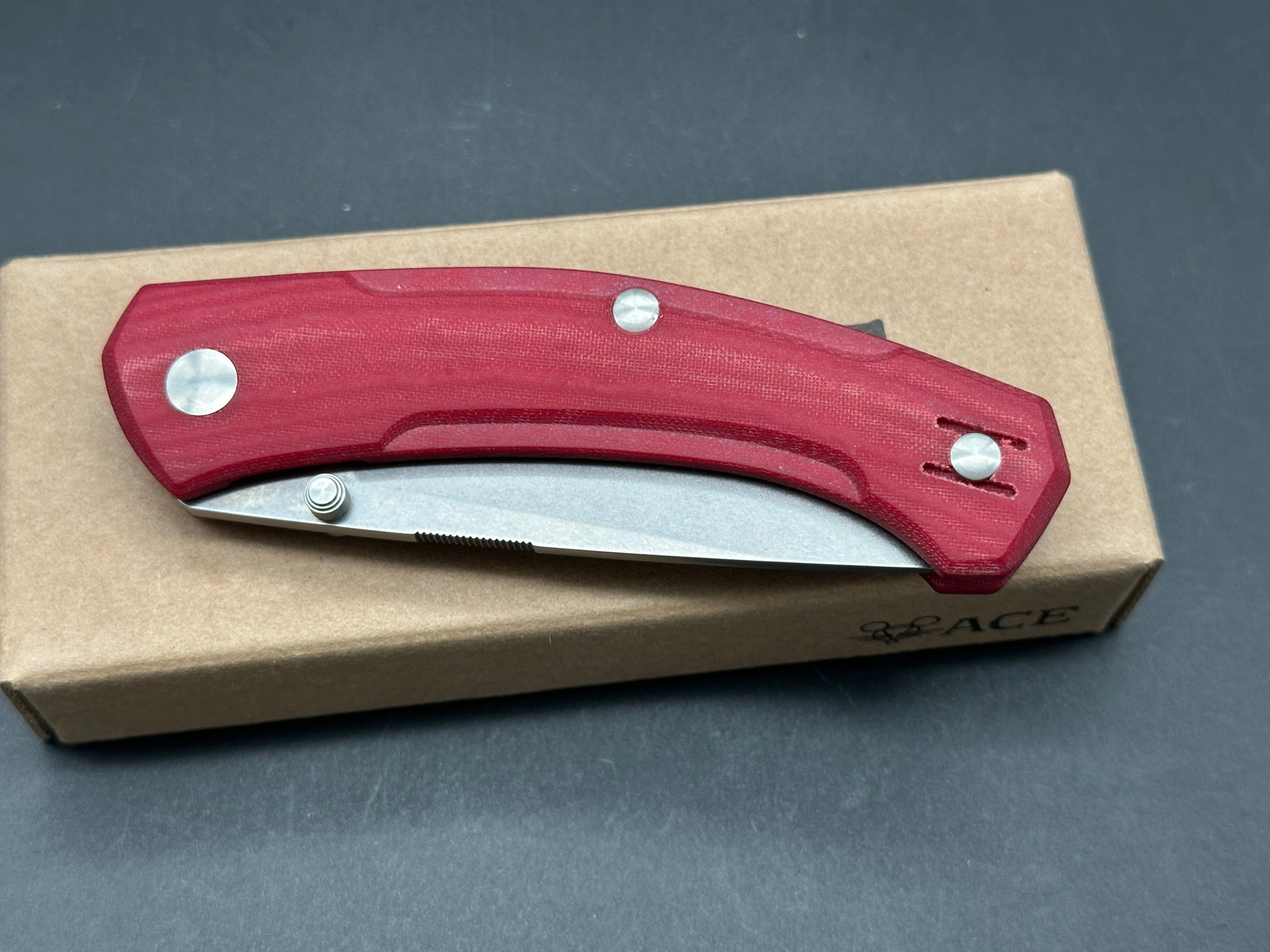 Giant ACE IONA V2 Folding Knife - Red Linen Micarta Handle with MagnaCut Blade | EDC, Outdoor Survival, Camping & Everyday Carry