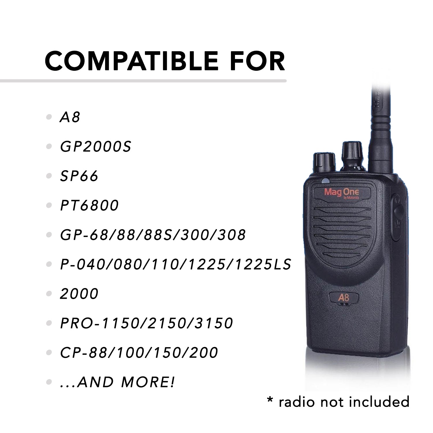 Motorola Two-Way Radio Headset - Compatible with A8, GP2000S, SP66, PT6800 & GP68 Models - Durable Communication Headset for Construction, Security & Outdoor Activities