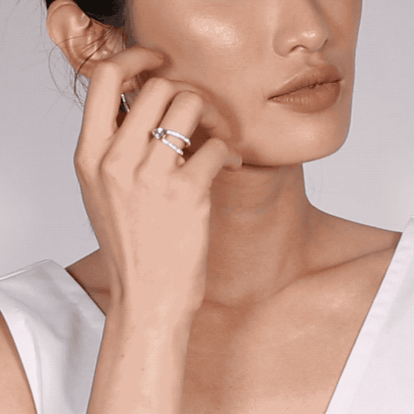Pear Pavé V Ring - Elegant Vintage Style Sterling Silver Ring for Women, Perfect for Weddings, Anniversaries & Special Occasions