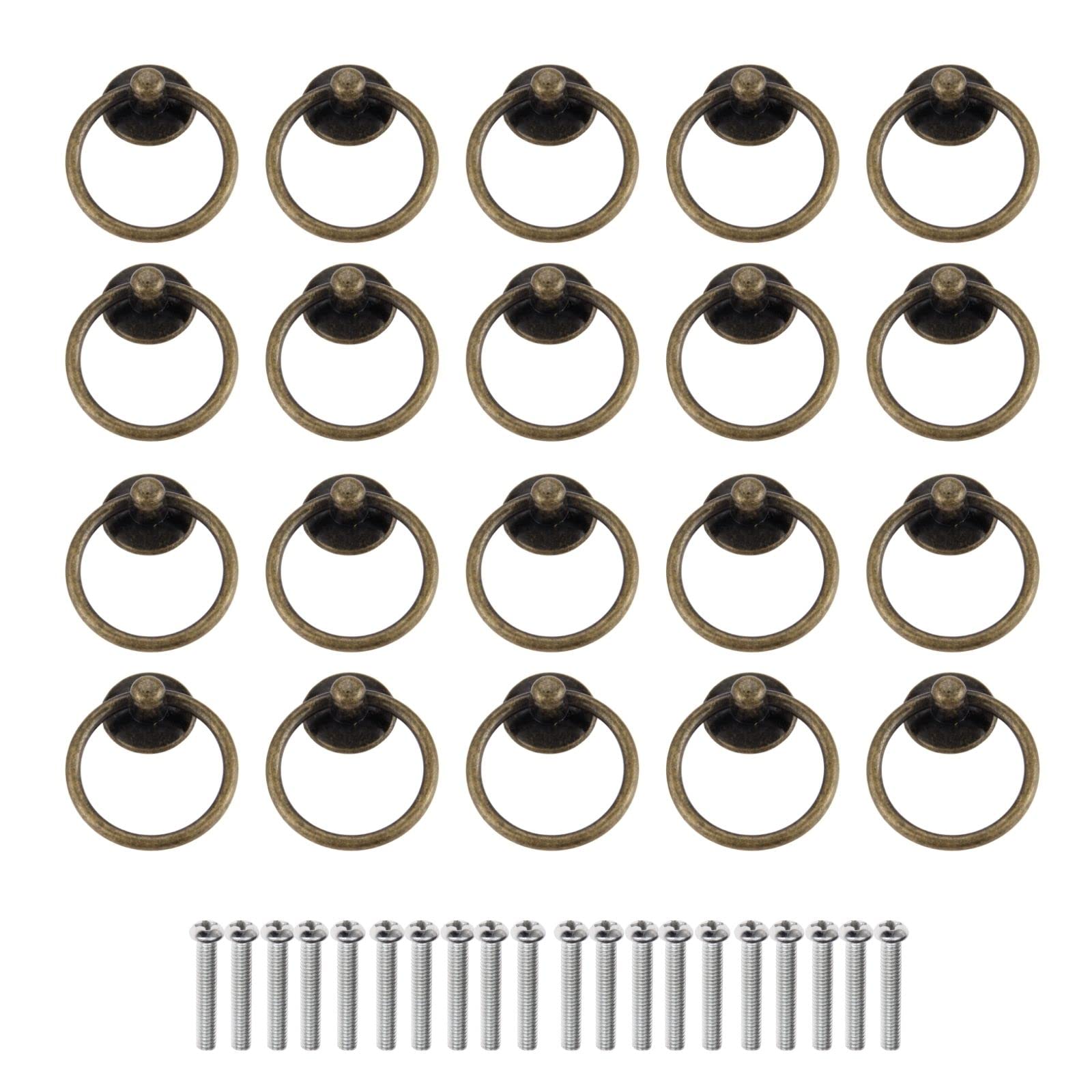 Vintage Bronze Dresser Ring Handles - 20PCS Zinc Alloy Drawer Pulls for Wardrobe & Cabinet Decoration