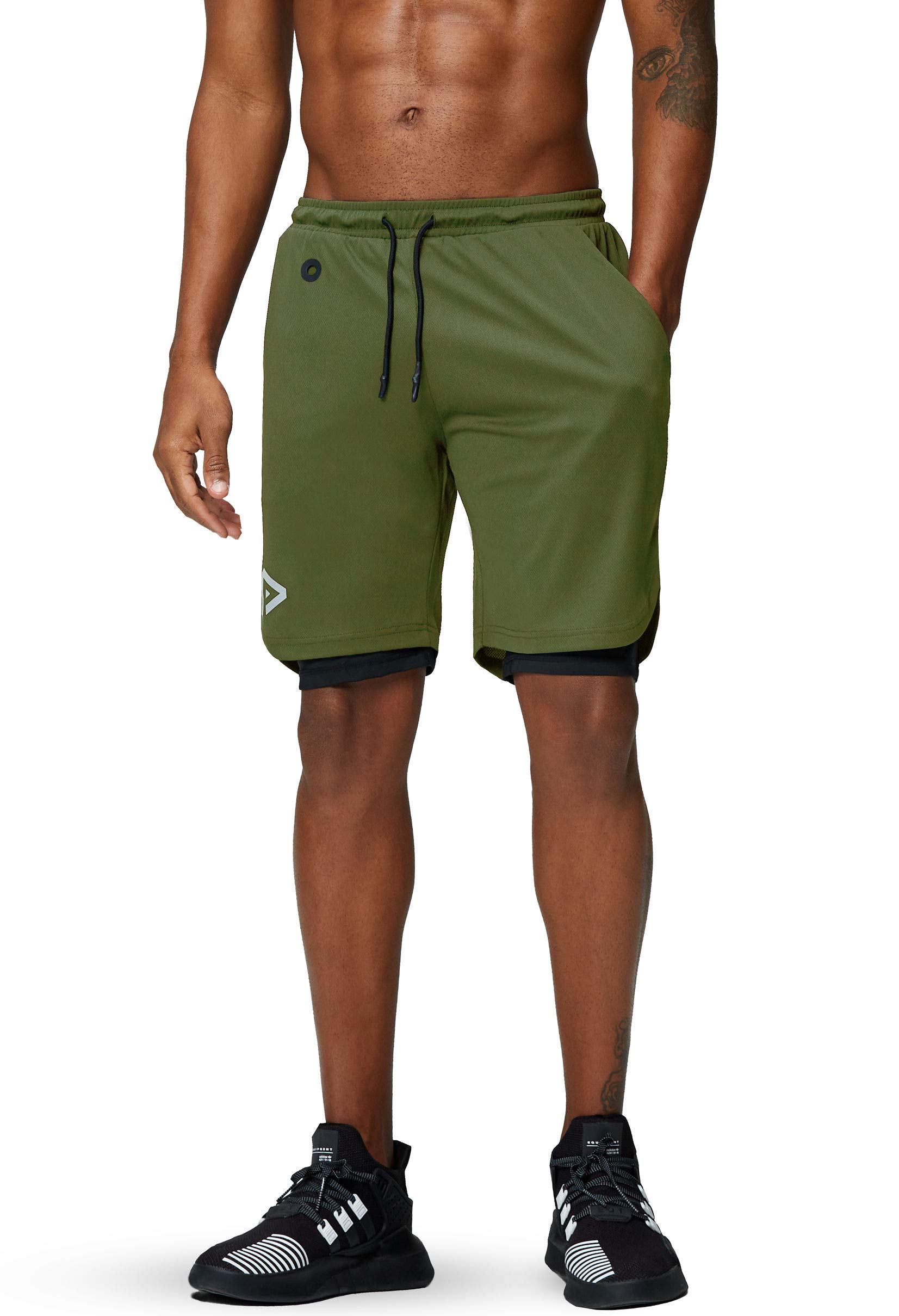 Pinkbomb Men's 2-in-1 Running Shorts with Phone Pocket - Quick Dry Gym Workout Shorts for Men | Perfect for Jogging, Training & Outdoor Activities