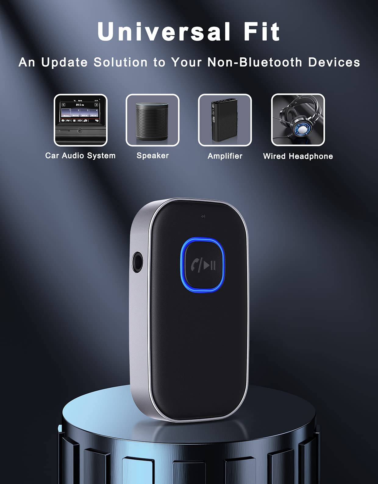Bluetooth 5.0 Car Receiver with Noise Cancellation - Wireless AUX Adapter for Hands-Free Calling & Music Streaming - Perfect for Commuting, Road Trips & Older Car Audio Systems