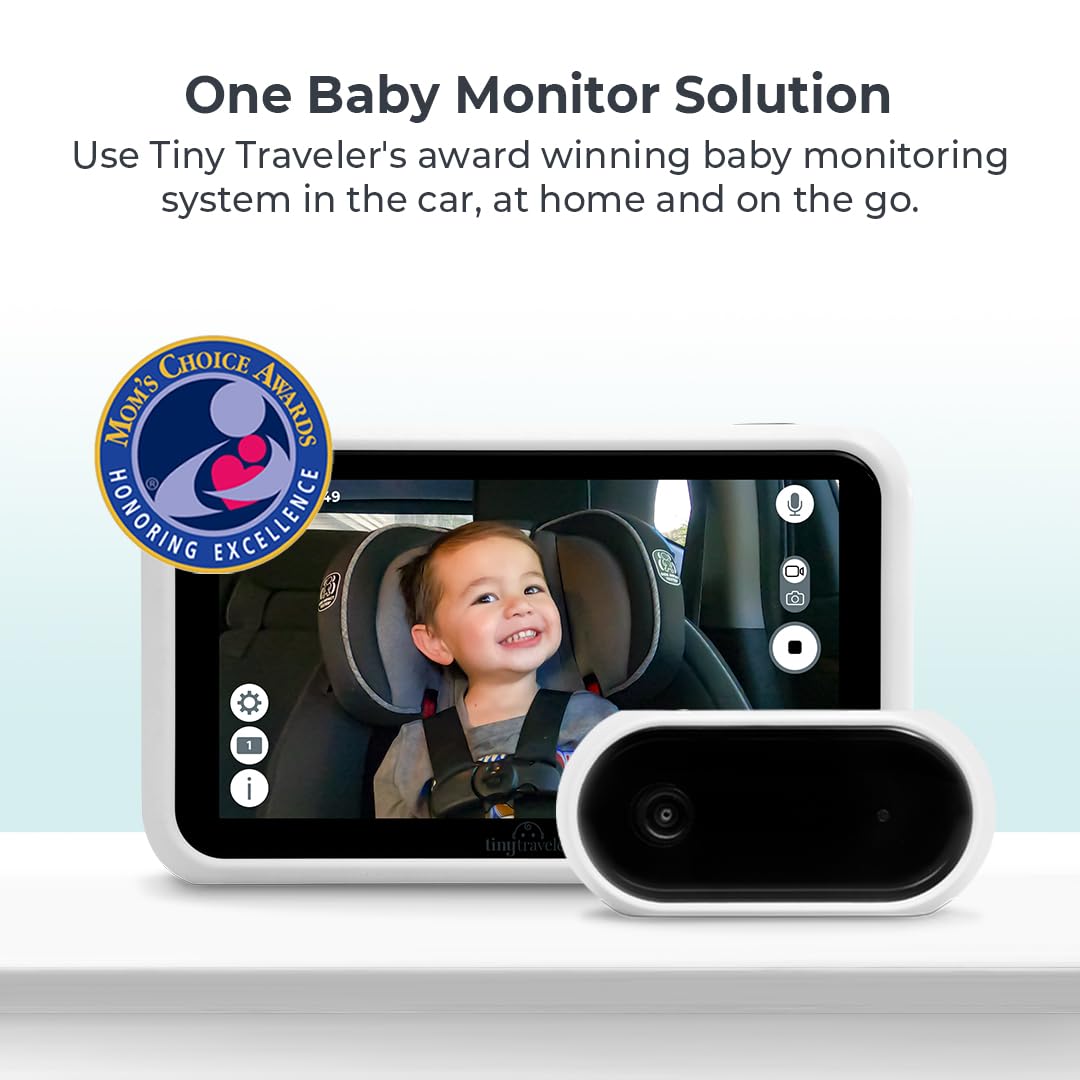 5” HD Touch Screen Baby Car Monitor – Hackproof, No WiFi Baby Camera for Car & Home – Rear-Facing Car Seat Monitor with Night Vision – Headrest or Clamp Mount – Baby Reminder Alert – White – Perfect for Road Trips & Safe Nighttime Monitoring
