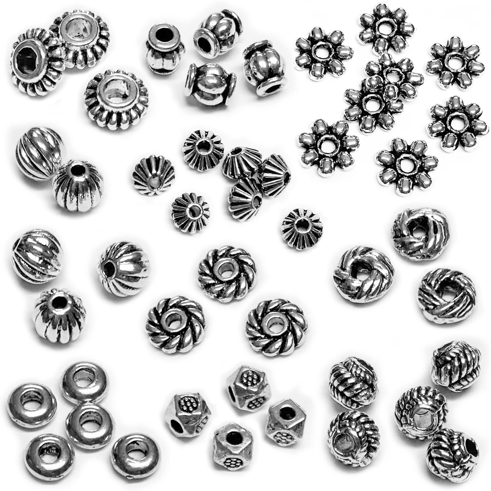 500pcs Tibetan Silver Spacer Beads - Flat Small Seed Beads for Jewelry Making, DIY Bracelets, Necklaces & Earrings - Perfect for Boho, Handmade and Fashion Jewelry Designs