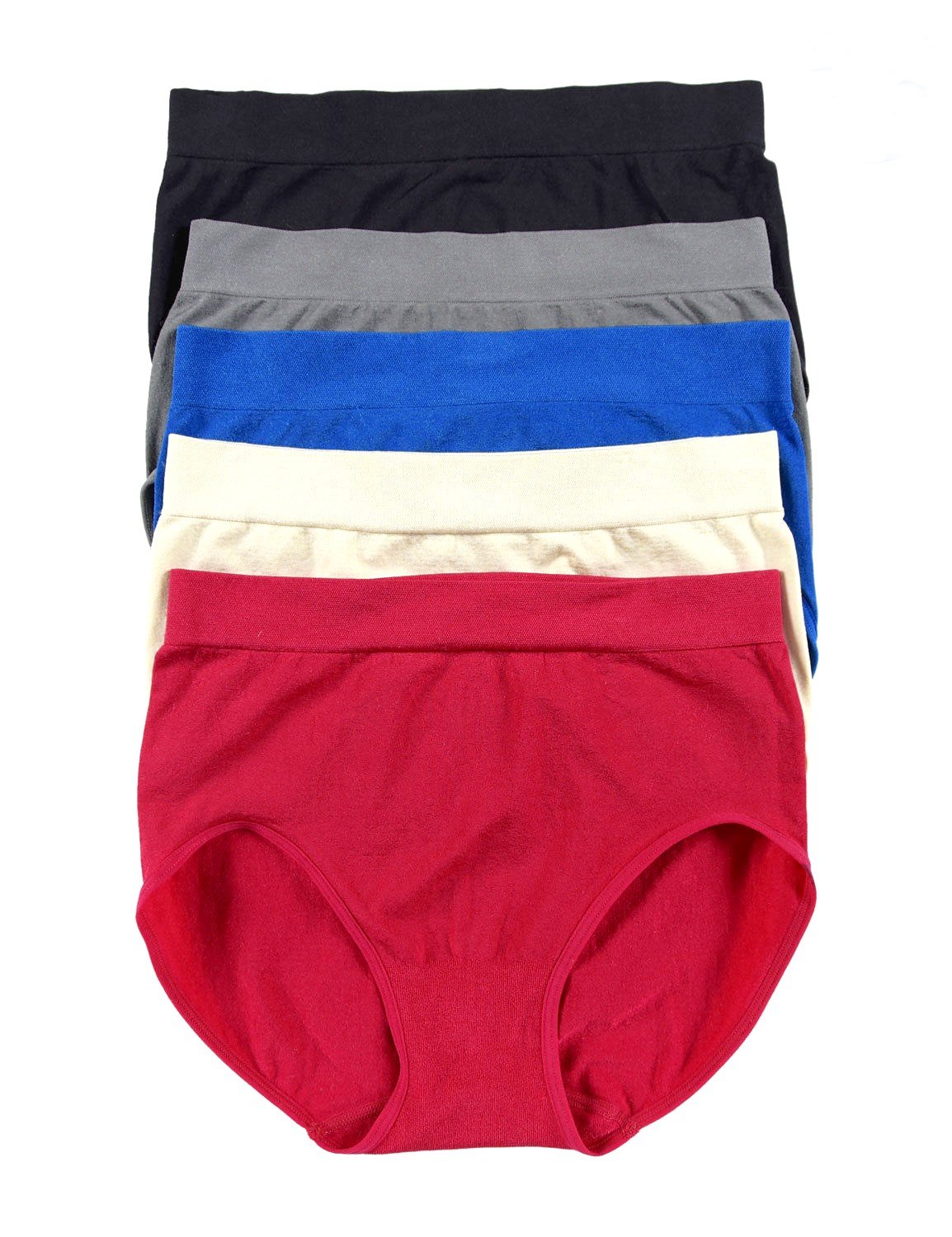 Carole Hochman Women's Seamless Full Coverage Panties 5-Pack - Silky Soft Modern Brief Underwear for Regular & Plus Sizes | Comfortable Everyday Wear for Work, Travel & Lounge